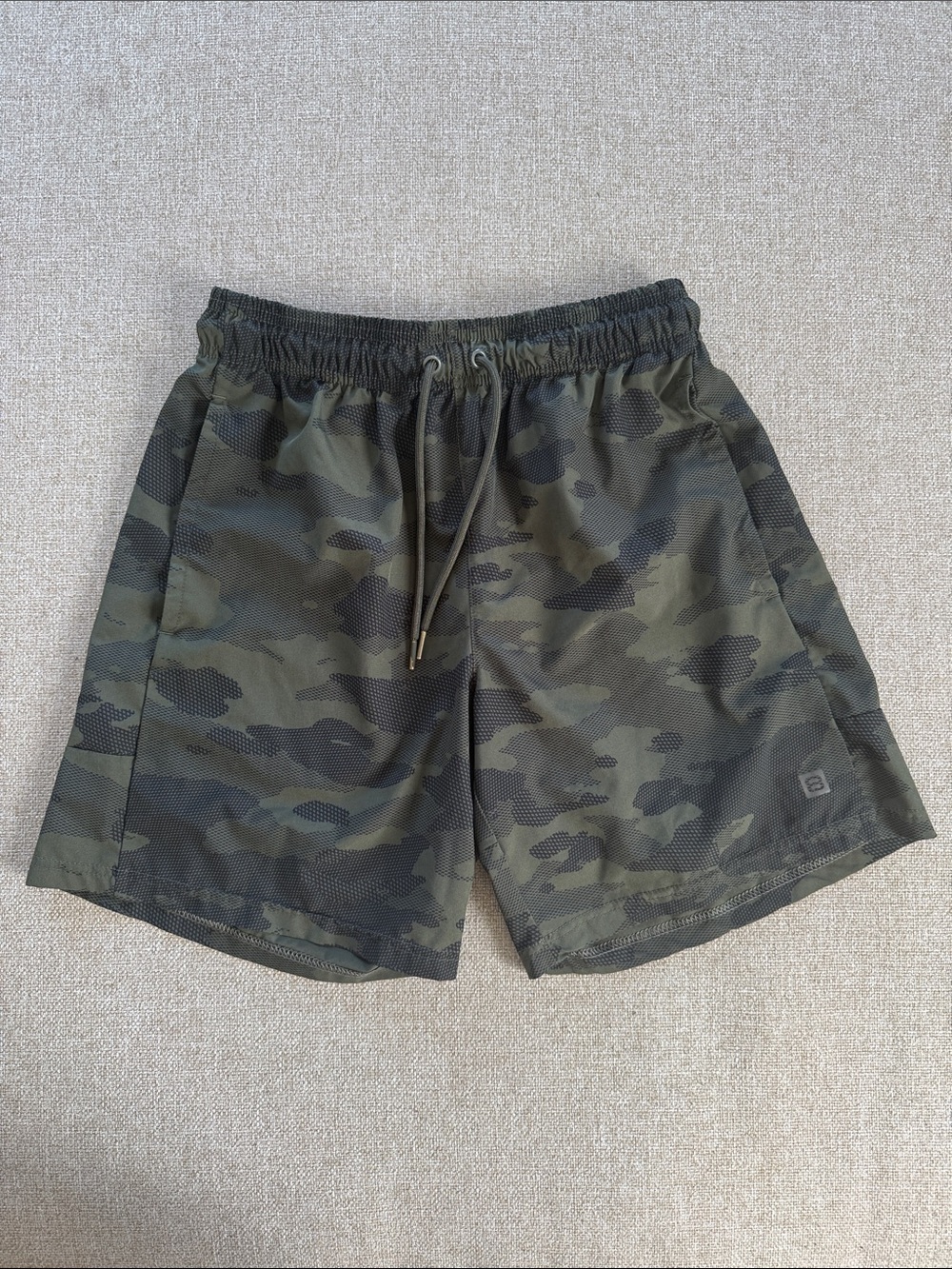 Layer 8 Men's Camo Athletic Shorts - Olive Green